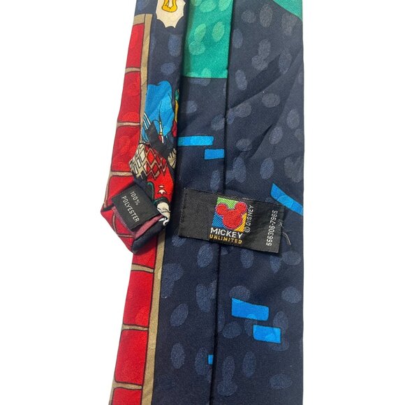 Vintage Mickey Unlimited Disney Necktie Tie Blue Goofy Playing Basketball Mens - Picture 7 of 8